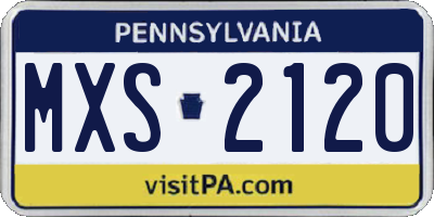PA license plate MXS2120