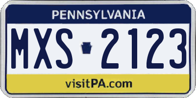 PA license plate MXS2123