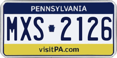 PA license plate MXS2126