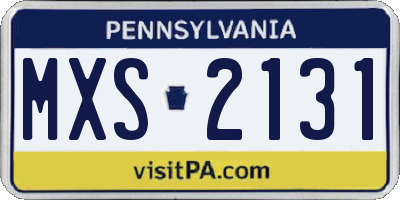 PA license plate MXS2131