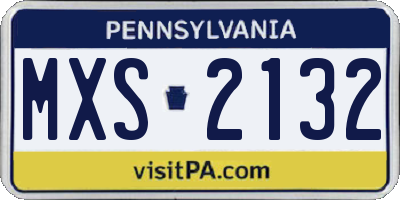 PA license plate MXS2132