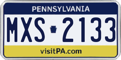 PA license plate MXS2133