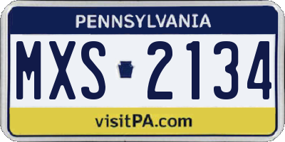 PA license plate MXS2134