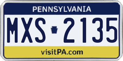 PA license plate MXS2135