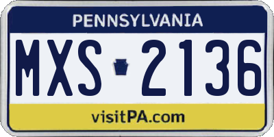 PA license plate MXS2136