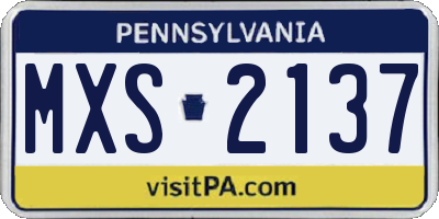 PA license plate MXS2137