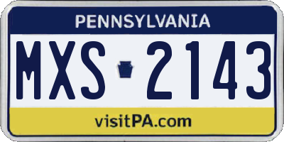 PA license plate MXS2143