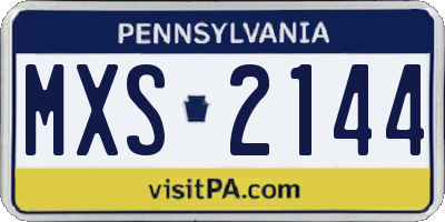 PA license plate MXS2144