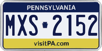 PA license plate MXS2152