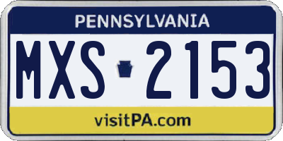 PA license plate MXS2153