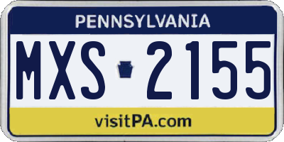 PA license plate MXS2155