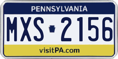 PA license plate MXS2156