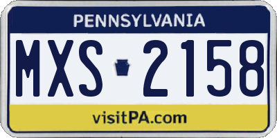 PA license plate MXS2158