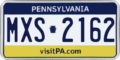 PA license plate MXS2162