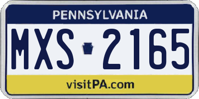 PA license plate MXS2165