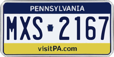 PA license plate MXS2167