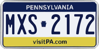 PA license plate MXS2172
