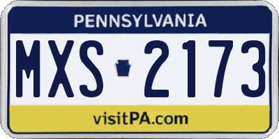 PA license plate MXS2173