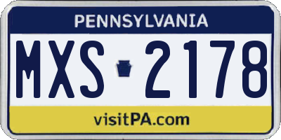 PA license plate MXS2178