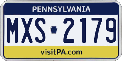 PA license plate MXS2179
