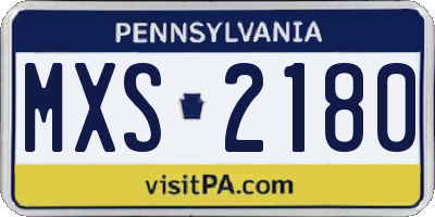 PA license plate MXS2180