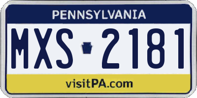 PA license plate MXS2181