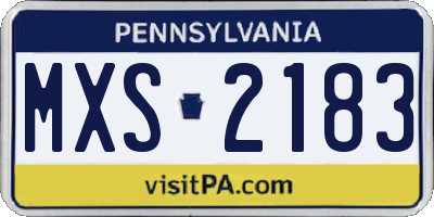 PA license plate MXS2183