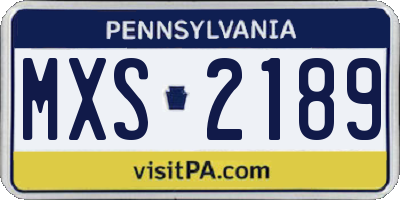 PA license plate MXS2189