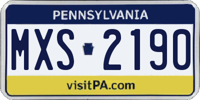 PA license plate MXS2190