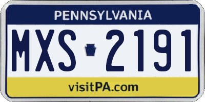 PA license plate MXS2191