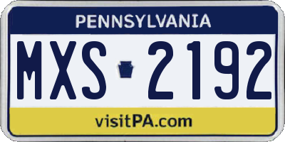 PA license plate MXS2192