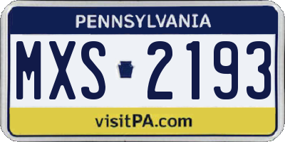 PA license plate MXS2193