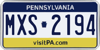 PA license plate MXS2194