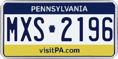 PA license plate MXS2196