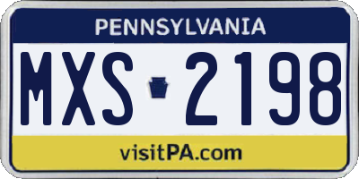 PA license plate MXS2198