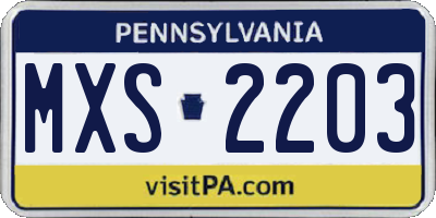 PA license plate MXS2203
