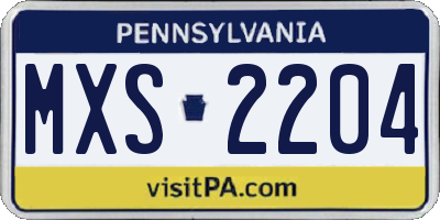 PA license plate MXS2204