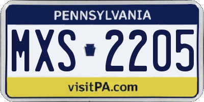 PA license plate MXS2205