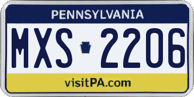 PA license plate MXS2206