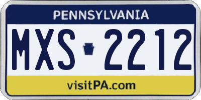 PA license plate MXS2212