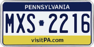 PA license plate MXS2216