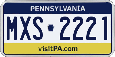 PA license plate MXS2221