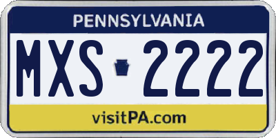 PA license plate MXS2222