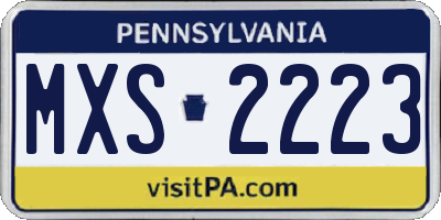 PA license plate MXS2223