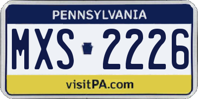 PA license plate MXS2226