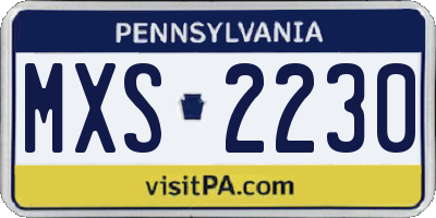 PA license plate MXS2230