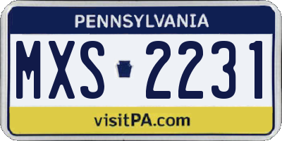 PA license plate MXS2231