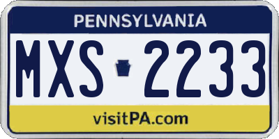 PA license plate MXS2233