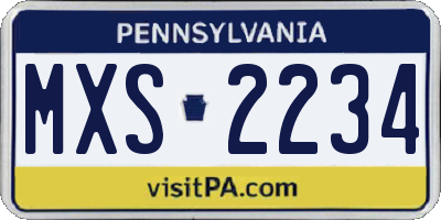 PA license plate MXS2234