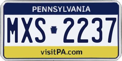PA license plate MXS2237